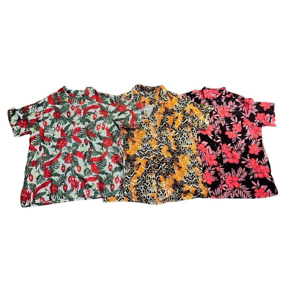 Men's KS Island Hawaiian Shirt Bundle Size 3XL NWOT Multicolor Vacation Party